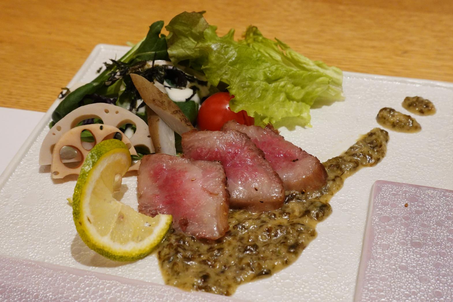 【洋皿】柳川牛と「幻の酒米」の競演-1