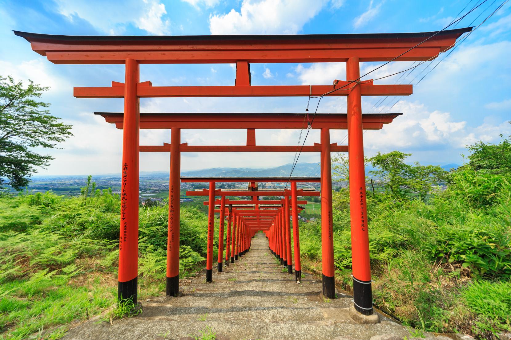 91座鸟居绵延相连，美丽红色与绿意形成对比【浮羽稻荷神社】-0