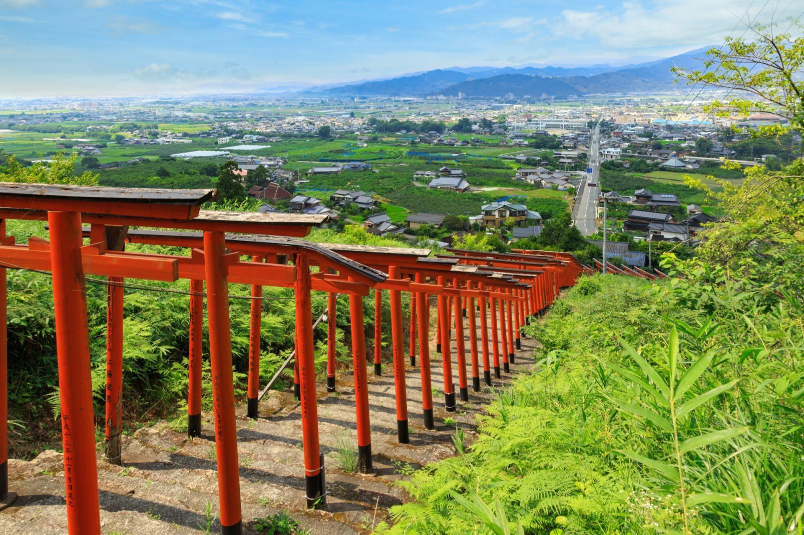 [Ukiha Inari Shrine] A beautiful contrast of red and green, created with an array of 91 Torii gates-1