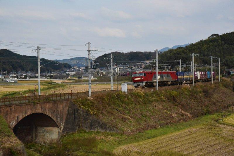 A train that majestically runs over an embankment