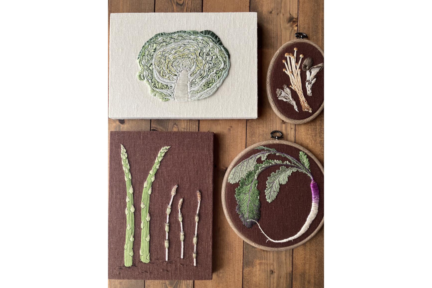 仔猫のきつね野菜刺繍展-6