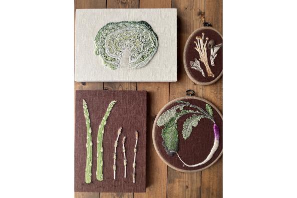 仔猫のきつね野菜刺繍展-6