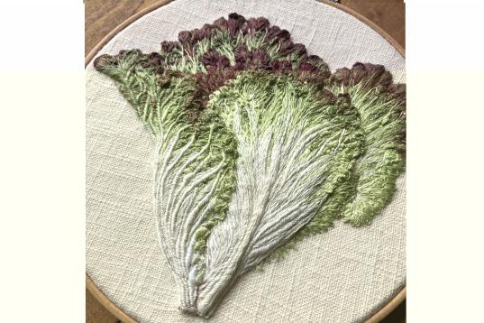 仔猫のきつね野菜刺繍展-1